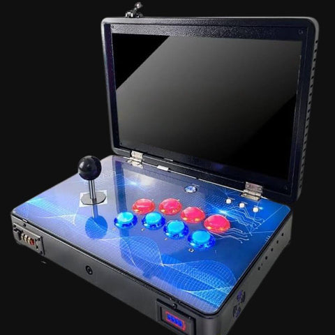HD screen of portable arcade machine showing classic game selection interface